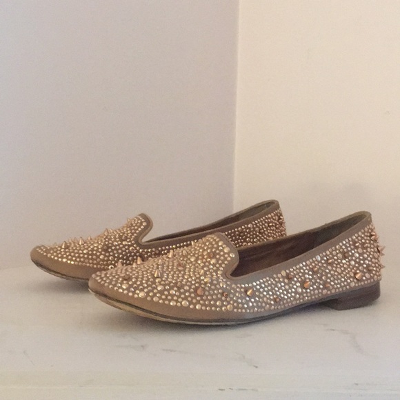 rose gold spiked loafers